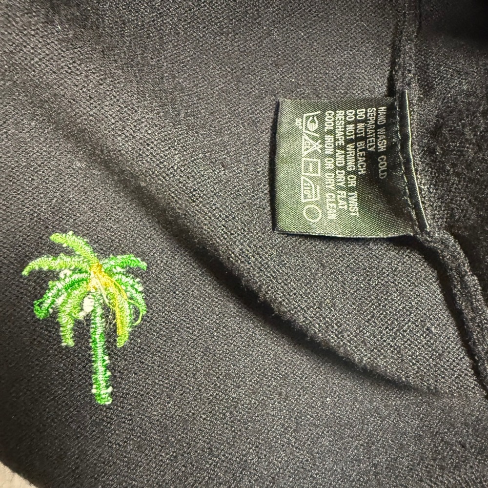 Etoile Womens Black Palm Tree Embroidered Knit Tank Top Square Neck Size M - Picture 3 of 6